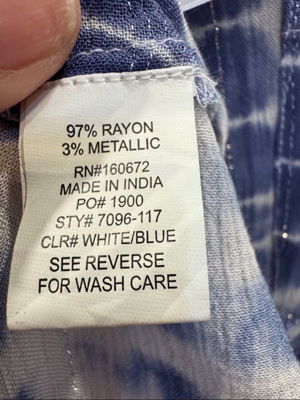 blue island Blue & White Tie-Dye Shibori Print Button Down Long Sleeve CoverUp M - Picture 5 of 6